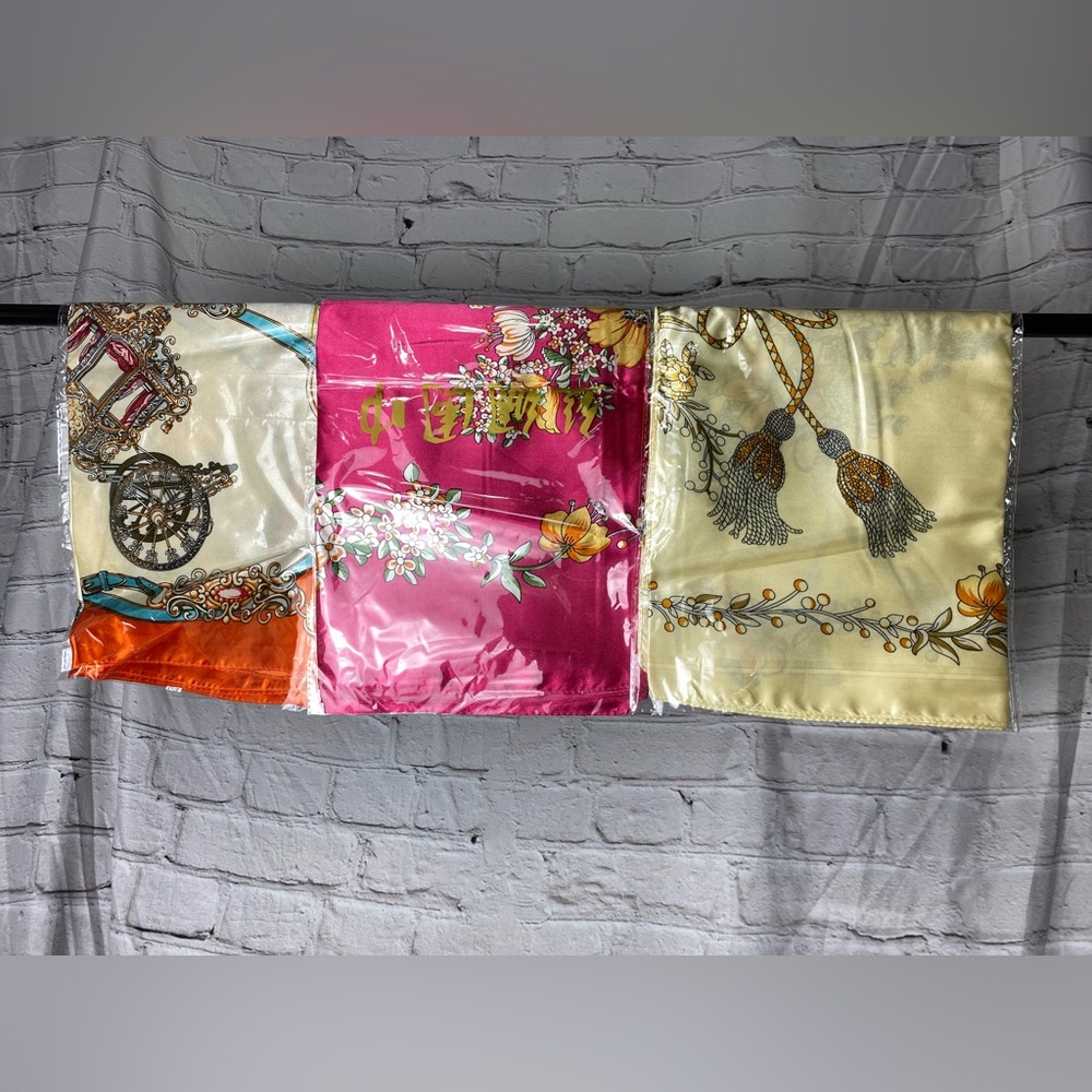 Silky type scarves - 3 included. New in packages